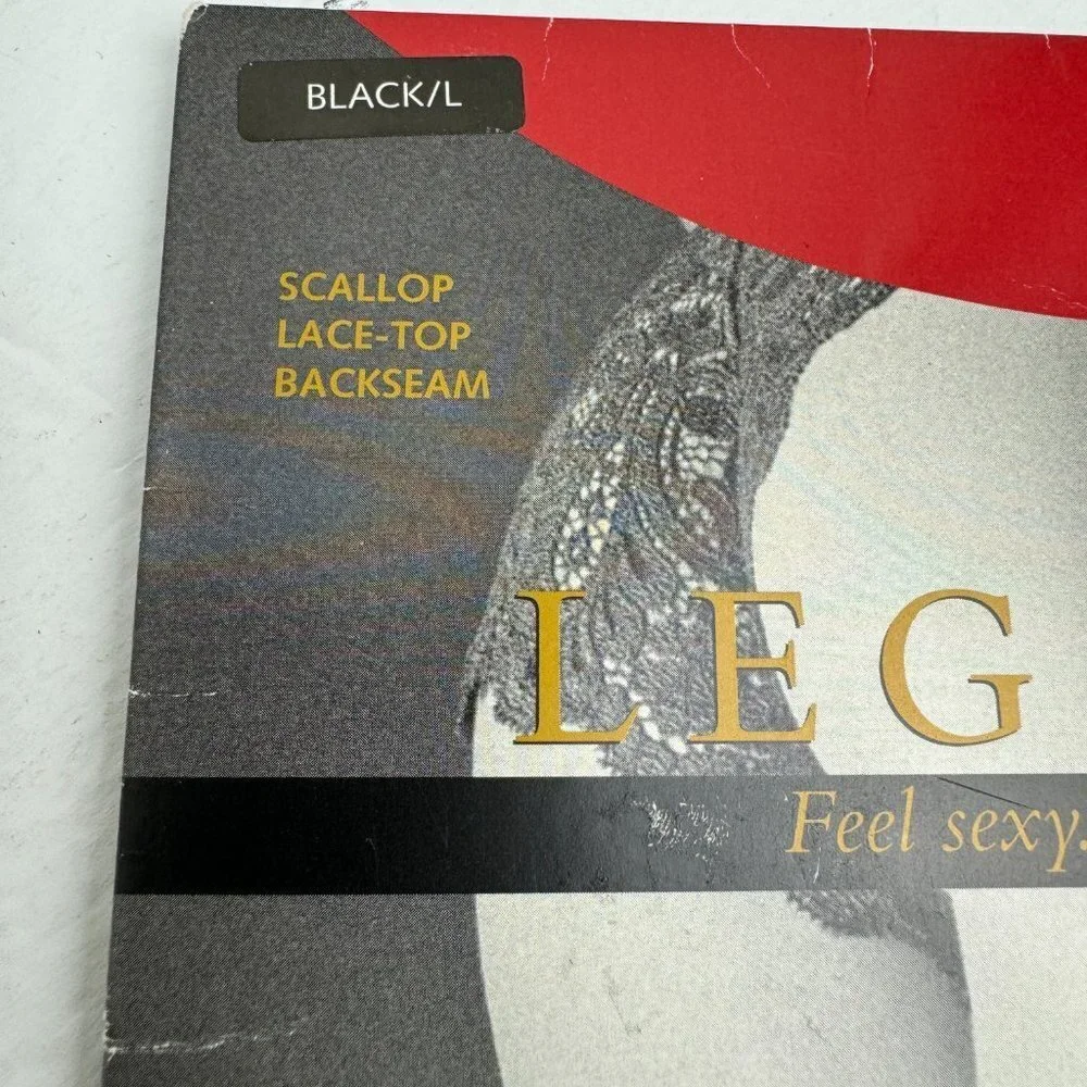 Frederick’s of Hollywood Lace-Top Suspender pantyhose Black Size Large ( L )